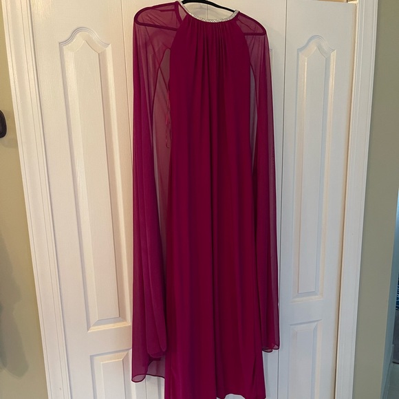 Lady Gaga style House of Gucci premiere magenta Cape Dress Gown Size 10 - Picture 1 of 6
